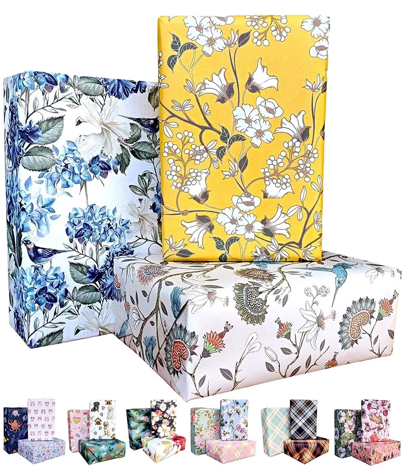 Gift Wrapping Paper Birthday Wrap Cover Papers Roll Sheet Pack of 6, 29" x 19" - Image 1 of 4