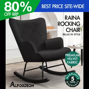 ALFORDSON Armchair Rocking Chair Accent Feeding Chair Lounge Sofa Couch Black - Picture 1 of 11