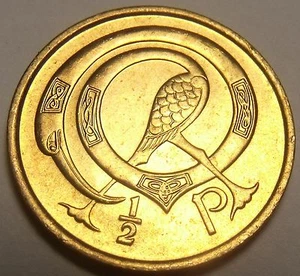 Ireland 1975 Half Penny Gem Unc~Neck Twisted Bird~Free Shipping - Picture 1 of 2