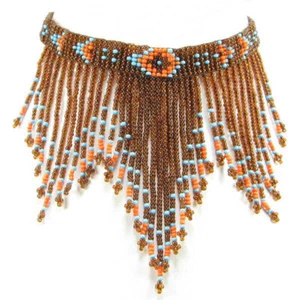 Collar gargantilla hecha a mano con cuentas de semillas marrones - Imagen 1 de 3