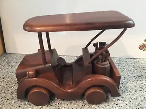 Miniature Wooden Golf Cart  with Wooden Golf Bags and Clubs - Picture 1 of 6