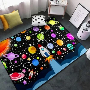 Universe Galaxy Starry Area Rug - Solar System Planet Rug for Boys Room Carto... - Picture 1 of 6