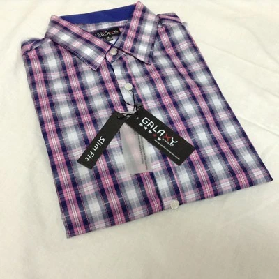 Galaxy By Harvic Man's Small  Slim Fit Longe Sleeve Pink And Blue Shirt  - Image 1 of 4
