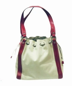 Women’s City DKNY Office Workwea Beige Red Leather Handbag-Purse-Tote Outlining - Picture 1 of 5