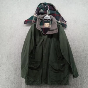 Vtg Woolrich Jacket Mens Large Green Outdoor Wool Blanket Lined Hooded Field - Picture 1 of 12