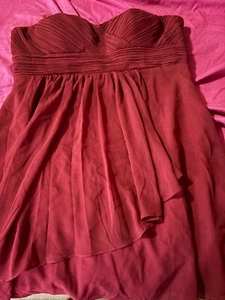 Women's short Maroon strapless cocktail dress - Picture 1 of 2