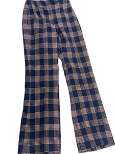 1970s Vintage Flared Plaid Wool Trousers 24" Waist - Picture 1 of 7