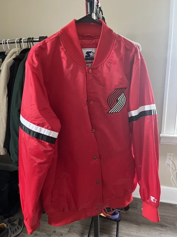Vintage STARTER NBA Portland Trail Blazers 90’s Satin Jacket Mens Large Cover