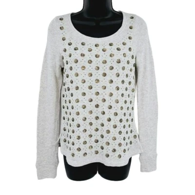Suéter Deletta Lentejuelas Lunares S 100% Algodón Gris Jaspeado Metálico Bronce Antro Foto 1 de 4