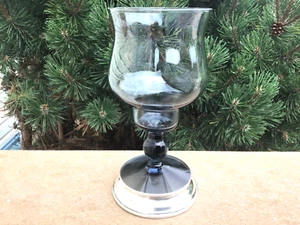 MORGANTOWN Lyric Steel Blue Vase Sterling Silver Base Vintage Silver & Glass - Picture 1 of 4