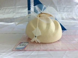 Off White / Ivory Fascinator Church Hat w/ Mesh and Rhinestone - Picture 1 of 9