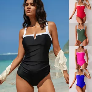 Women's One Piece Swimsuits 2025 Tummy Control Swim Bathing Suit Summer Swimwear - Picture 1 of 21
