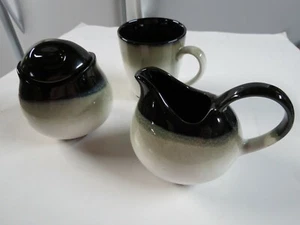 Sango Nova Black 4932 China Creamer, Sugar Bowl, and Mug - Picture 1 of 9