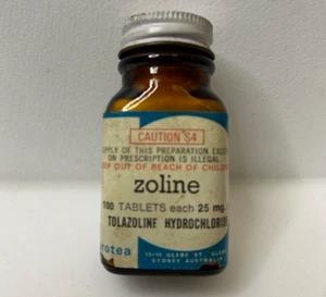 Vintage Australian Pharmacy Zoline Amber Glass Bottle chemist medicine tablet - Picture 1 of 8