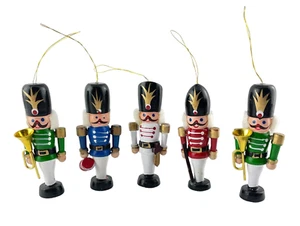 Juego de 5 figuras de orquesta de madera con adornos de banda de soldado de juguete de Navidad - Imagen 1 de 4