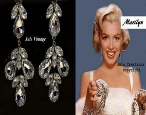 ORECCHINI <MARILYN MONROE> CHANDELIER ANNI50 BRILLANTI,ARGENTO-ORO CM.6,5 x 3,8! - Foto 1 di 5