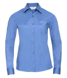 Camisa Blusa De Manga Larga Fácil De Cuidar Popelín Russell 934F Para Mujeres - Imagen 1 de 9