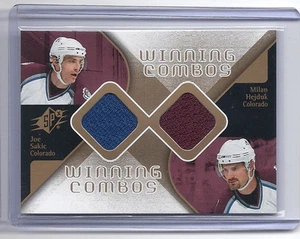 2007-2008 SPx Hockey Joe Sakic/Milan Hejduk Winning Combos Avalancha tarjeta de camiseta - Imagen 1 de 2