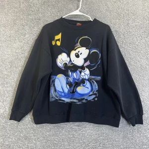 Felpa vintage Mickey Unlimited Disney uomo media nera girocollo USA anni 90 - Foto 1 di 6