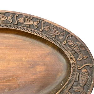 Large Early Antique Carved Wood Fish Serving Platter 21” X 12” - Picture 1 of 19