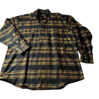 ORVIS Mens L Native American Style Striped Pullover Shirt 100% Cotton 1/4 Button - Image 1 of 4