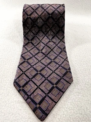 Daniel De Fasson Tie Purple and Blue Plaid Pattern 100% Silk Handmade 3.75"x58" - Imagem 1 de 4