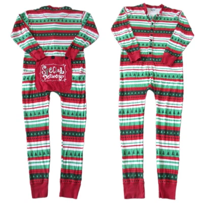 Lazy One Flapjack Pajama Jumpsuit Christmas PJs Fair Isle Bum Back Door Opens XL - Image 1 of 4