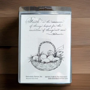Serendipity Stamps Faith Is the Assurance Easter basket Stamp RARE- card making - Picture 1 of 2