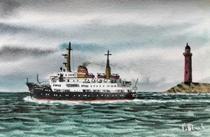 ORIGINAL AQUARELL - Hurtigruten Postschiff "Nordnorge". - Bild 1 von 1