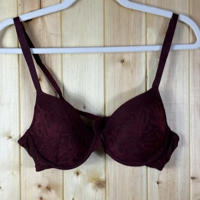 La senza So Free Full Coverage Bra 36 B Floral Lace Wine Dark Romantic USED Foto 1 de 4