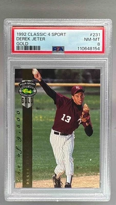 110648154 Derek Jeter 1992 Classic Four Sport #231 Gold RC Rookie PSA 8 Foto 1 de 3