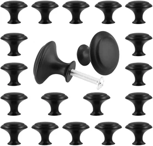20Pcs round Cabinet Knobs, 1Inch Matte Black Drawer Knob Pull Handles Modern Zin - Picture 1 of 8