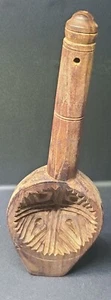 Antique Primitive Wooden Butter Spoon Hanging Hook With Design Old Unusual 8.5” - Picture 1 of 4