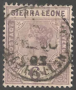 Sierra Leona #42 (A4) SG #49 VF USÓ SOTN. - 1897 6p Victoria - Imagen 1 de 1