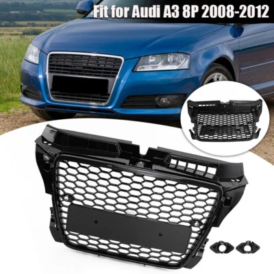Repuesto de rejilla de nido de abeja para parachoques delantero negro brillante para Audi A3 8P 2008-2012 Foto 1 de 4