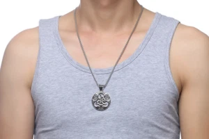 Collana Uomo Ciondolo Moda Semplice Acciaio Inox 50mm Nuova Gioielli Regalo - Foto 1 di 6