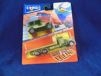 scarce 1992 Corgi Juniors Twin Pack No 92627 Nato Jeep & Nato Flatbed lorry  - Image 1 of 4