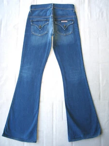 Pantalones de mezclilla acampanados Hudson con tiro medio + solapas para mujer talla 25 azul desgastado + elástico L32 - Imagen 1 de 12