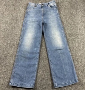 Women’s Wrangler Hi Bells 30 Jeans Blue Cowgirl Whiskers Ranch Flared Slouchy - Picture 1 of 11