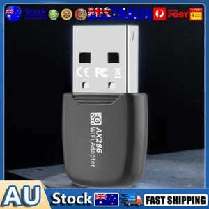 WIFI 6 USB Dongle Wi-Fi Lan Adapter Black Portable For PC Laptop Windows 7 10 11 - Picture 1 of 12