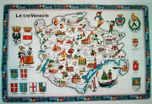 Le Tre Venezie, Italy Souvenir Linen Tea Towel - Kitchen Towel, Made in Italy - Picture 1 of 1