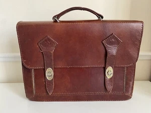 Vintage braune Leder Arzttasche "Vrai Cuir Hellal Lotfi" Laptoptasche - Bild 1 von 16