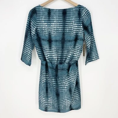 Charlie Jade Dress XS Womens Mini Sheath Printed 3/4 Sleeve Cut Out Draped Back - Изображение 1 из 4