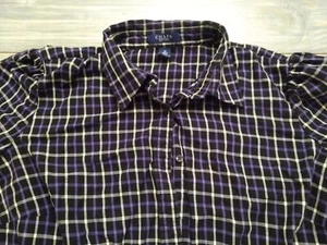 Chaps Men's XL Button Up Shirt Purple White Black Plaid Big Tall 1X - Picture 1 of 8