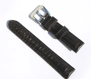 20mm Quality Thick Leather Padded Dark Brown Watch Band - Size Regular  - Foto 1 di 3