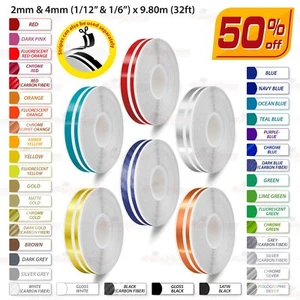 1/12" & 1/6" Twin Stripes Roll PinStriping Trim Line Tape Vinyl Car STICKERS - Bild 1 von 51