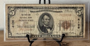 1929 Type 1  NBN $5 Portland, ME - Portland National Bank - Miss-cut!!! Fine-VF! - Picture 1 of 4