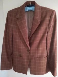 Linda Allard Ellen Tracy Damen Designer Karo Wolle & Kaschmir Blazer Größe 2 - Bild 1 von 12
