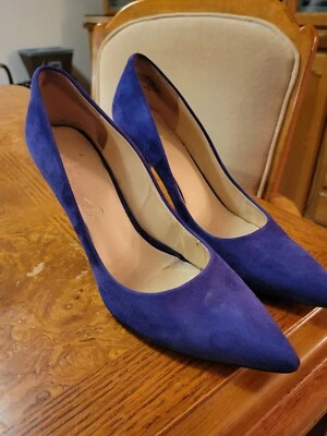 Blue Suede W/Hint Of Purple Stiletto Heels By Nine West Sz 8.5M Excellent Cndtn. - Image 1 of 4