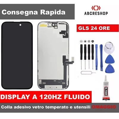 DISPLAY SOFT OLED 120HZ  APPLE IPHONE 16 SCHERMO soft  oled TOUCH FRAME FULL  HD - Immagine 1 di 2